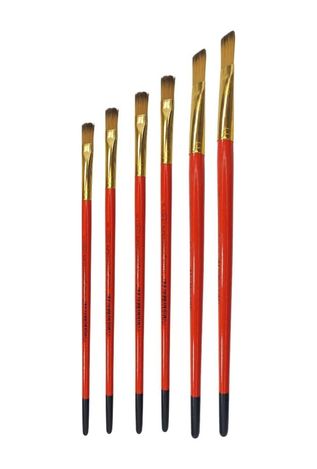 Diğer 126619893 Süper 6'lı Düz Kesik Yağlı Boya Fırça Seti, El Yapımı Sentetik Akrilik, 15 Cm Saplı,no: 2-4-6-8-10-12