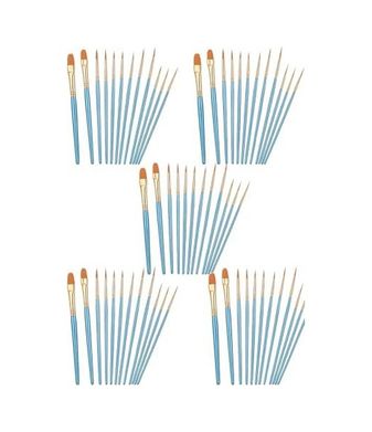 Diğer 126620088 5 Set Sanatçı Fırcası Seti, 10'lu Paket Naylon Fırca, Resim, Akrilik, İnce Fırca, Sulu Boya Ve Yüz Boyama, Kendin Yap El Sanatları İçin, Mavi, Toplam 50 Fırca