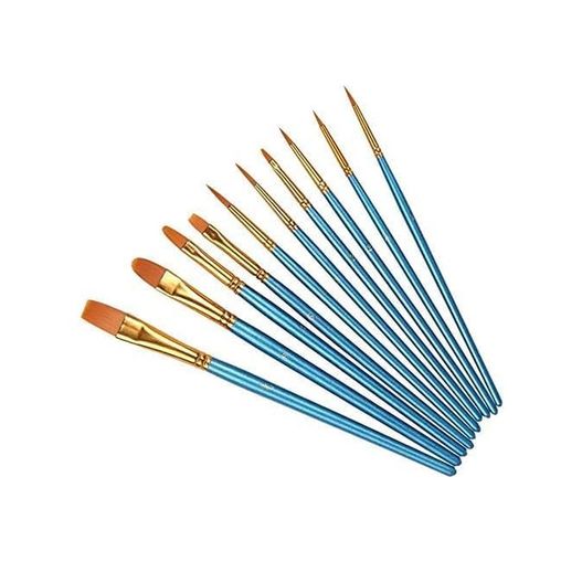 Diğer 126620628 Sanatçı Fırçası Seti, 10'lu Paket Naylon Fırça, Resim, Akrilik, İnce Fırça, Sulu Boya Ve Yüz Boyama, Kendin Yap El Sanatları İçin, Mavi