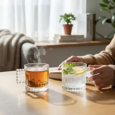 Diğer 126620809 2 Adet Çay Kahve Kupası Kulplu Cam Bardak Çay Bardağı 280 Ml
