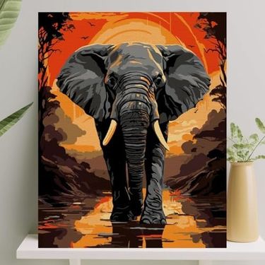 Diğer 126620869 Hobi Sanat Sayılarla Boyama Tuval Seti Fırça Boya Dahil Çıtalı 40X50 Cm - Fil