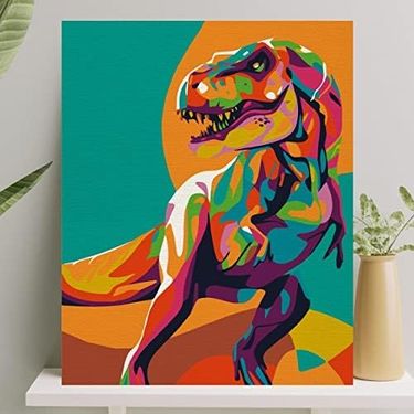 Diğer 126620882 Hobi Sanat Sayılarla Boyama Tuval Seti Fırça Boya Dahil Çıtalı 40X50 Cm - Dinozor