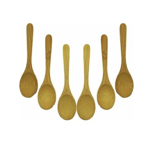 Diğer 126621585 Bambu Çay Kaşığı Seti, Oval Ahşap Kaşık, Doğal Bambu Malzeme, 6 Parça