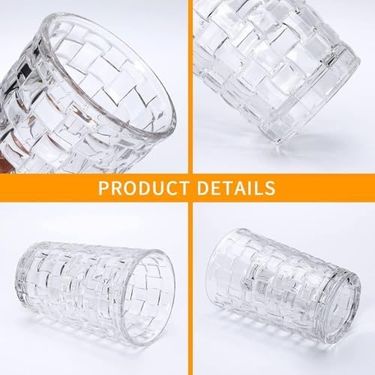 Diğer 126624917 400Ml,kabartma Dokuma Desenli 62'lı Setuzun Cam Bardak, Ve Soğuk Kokteyller,buzlu İçececekler İçin Kibar Şık Ergonomik Tasarım Borosilikat Cam