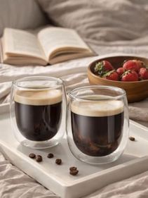 Diğer 126624926 Needd Çift Katmanlı Cam Bardak Seti 2'li 250 Ml Borosilikat Double Isı Yalıtımlı Şeffaf Kahve Bardağı Americano,, Cappuccino Ve Soğuk İçecek İçin