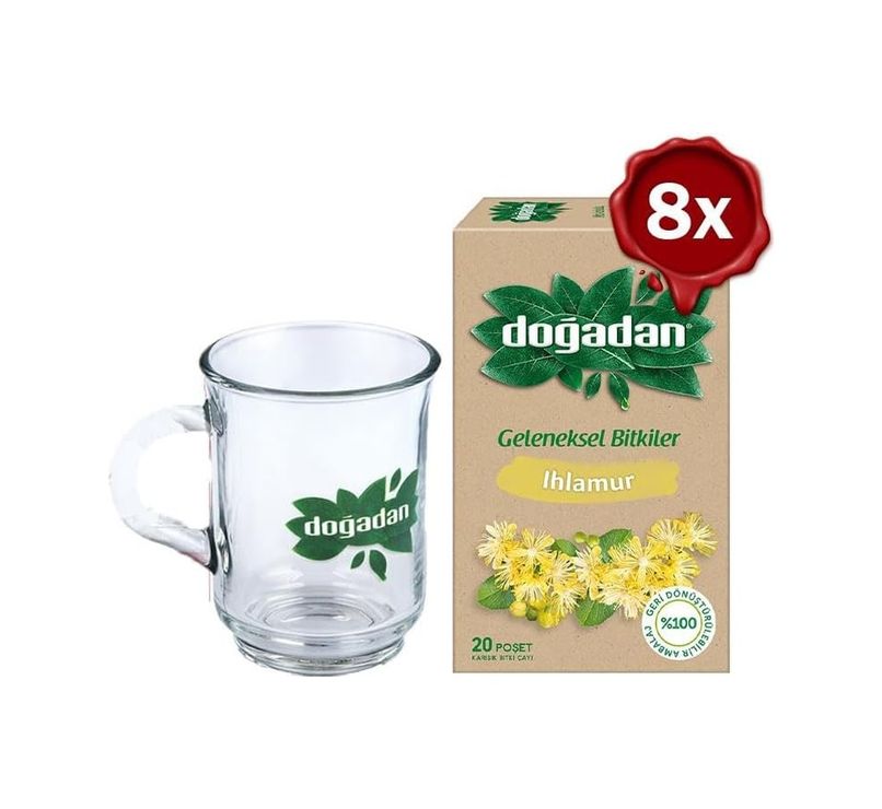 Diğer 126625742 Doğadan Ihlamur Çayı 20'li X 8 Ve Doğadan Cam Bardak Hediyeli