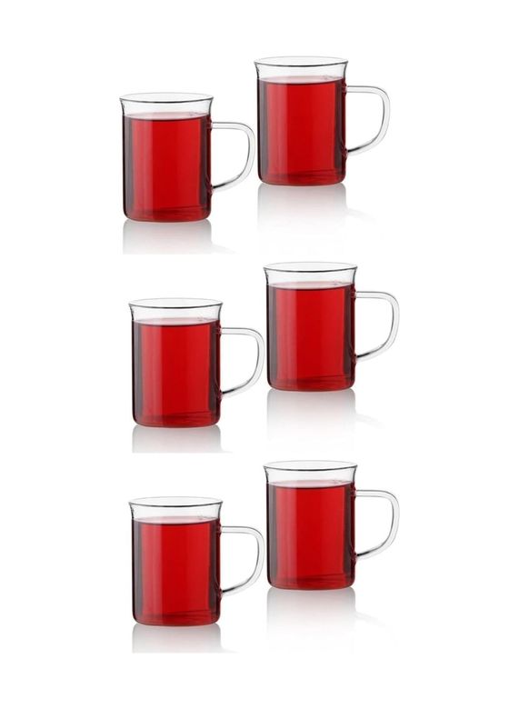 Diğer 126625902 Borosilikat Cam Kupa Seti, Dayanıklı Termisil Çay Ve Kahve Bardağı, Şeffaf Cam, Soğuk İçecekler İçin 12