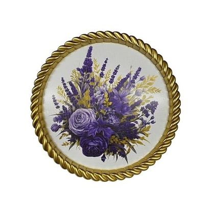 Diğer 126626125 Lüks Dekoratif Plastik Tepsi Altın Çerçeve 46X46 Çiçek Desenli