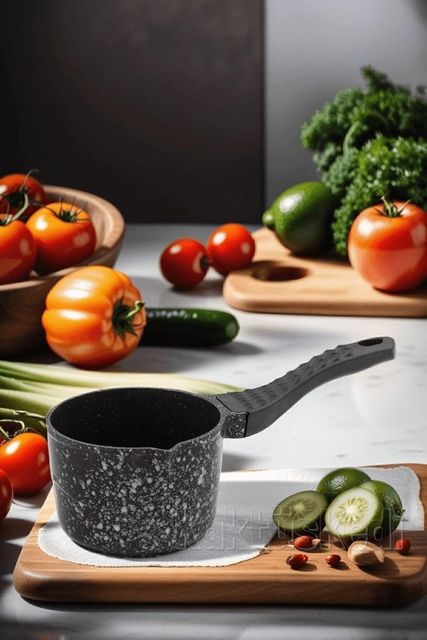 Diğer 126627583 Granit Döküm Kaçerola Sütlük Sosluk 14 Cm Siyah
