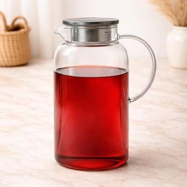 Diğer 126627950 Borosilikat Cam Sürahi, 1.8 L, Ergonomik Kulp, Şeffaf, Servis Sürahisi, Detoks Sürahi