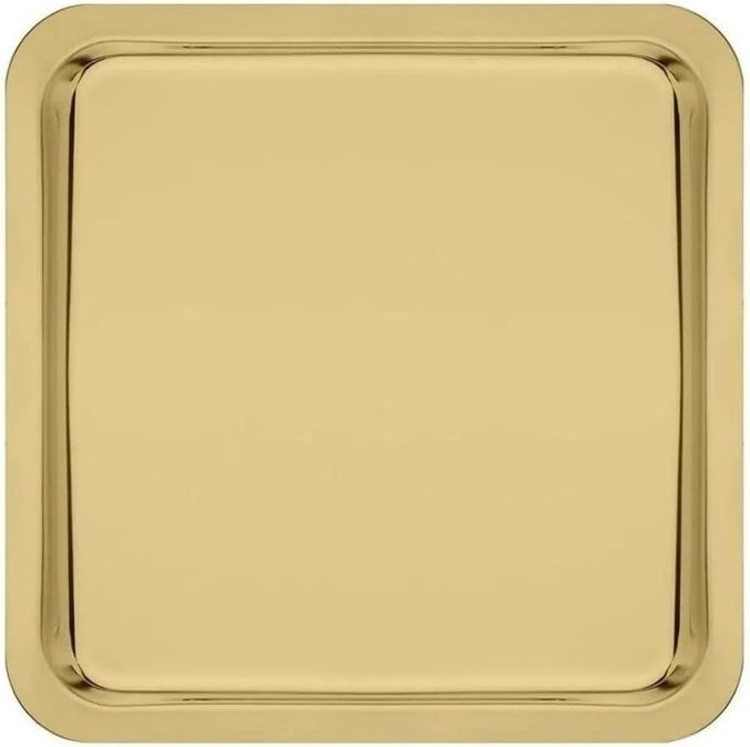 Diğer 126627966 Paslanmaz Çelik Sunum Tepsisi, Altın Renk, 21X21 Cm, Çay Kahve Pasta Tatlı Servis, 1 Adet