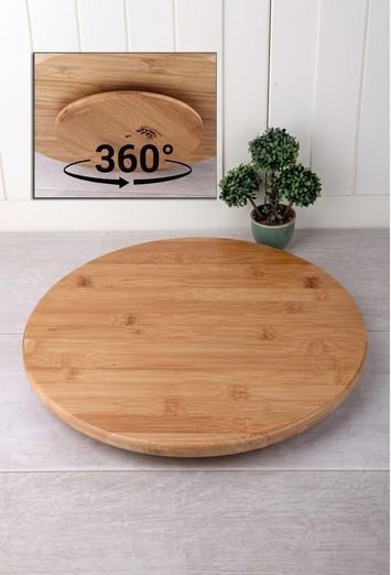 Diğer 126628757 Mini Boy Doğal Bambu Döner Stand - 12 Cm Çapında Küçük Yuvarlak Altlık - Baharatlık, Sosluk Ve Kahve Yanı Sunum Tahtası