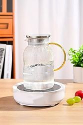 Diğer 126628934 1500 Ml Borosilikat Cam Çizgili Sürahi Süzgeçli Metal Kapaklı, Dayanıklı Şık Tasarım