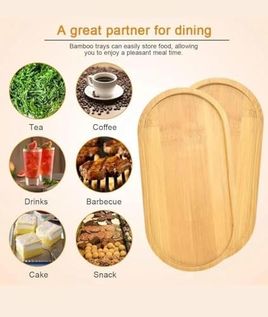 Diğer 126629601 1 Adet Bambu Oval Sunum Ve Servis Tepsisi Yağdanlık Altlığı, 23 X 12 Cm
