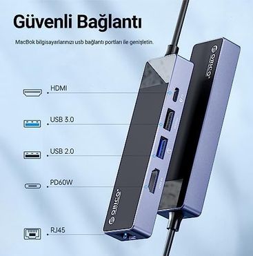 Diğer 126631642 Type-C Pd100W 4K 30Hz Hdmı 3.5Mm Jak Sd Tf Kart Okuyucu 3 Usb Portlu Hub Çoklayıcı
