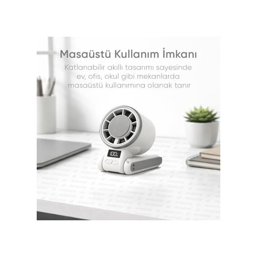 Diğer 126631844 Airflow Pro Taşınabilir Mini Vantilatör - Buz Etkisi - Katlanabilir Tasarım Ve Boyun Askılı - En Yüksek Hızda Bile 200 Dakika Kullanım Süresi