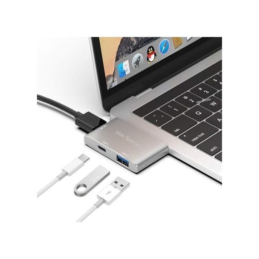 Diğer 126632130 Dual Usb-C Hub Çoklayıcı Adaptör 4K Hdmı 60Hz, Usb 3.0, Pd Şarj Geçişli Macbook Air Ve Pro Çift Usb-C Modeller İle Uyumlu Alüminyum Gri