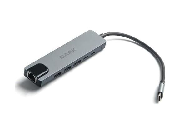 Diğer 126634304 Dark 6'sı 1 Arada Usb 3.2 Gen 1 Type-C To Ethernet/hdmı/usb 3.0 - Usb 2.0 / Usb-C Pd 100W Pro/air & Notebook/ultrabook İçin Port Çoklayıcı Hub Dk-Ac-U31X47
