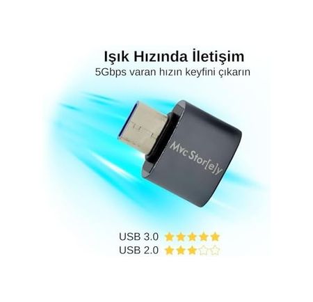 Diğer 126634647 Usb-C Usb 3.0 Dönüştürücü 5Gbps Veri Aktarımı Macbook, İpad Pro Ve Usb-C Destekli Cihazlar İçin Type-C Usb Adaptör Gri