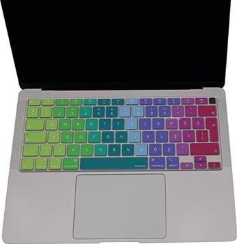 Diğer 126634930 Macbook Air Klavye Koruyucu Ultra İnce Uyumlu Türkçe Q Baskılı Uk-Ters L- Enter Tipi Air M1 13Inç A2337,a2179 İd İçin, Kaymaz Yıkanabilir Pembe Yeşil