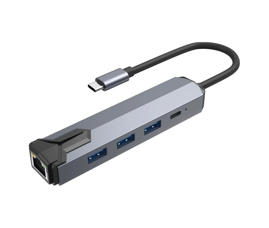 Diğer 126635029 Usb-C To Gigabit Ethernet Adaptör 3 Port Usb 3.0 Hub + Pd Şarj Destekli Çoklayıcı, 1000 Mbps Kablolu İnternet, 5Gbps Veri Aktarımı Zr1158