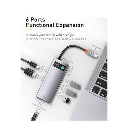 Diğer 126635140 Metal 6 İn 1, Çok Fonksiyonlu Bilgisayar/telefon Hub Adaptörü, Gri, Bağlantı Sayısı: 6, Giriş: Usb Type C, Çıkış: Usb Type A 3.0 X 3, Usb Type C Pd ,seyahat Boy
