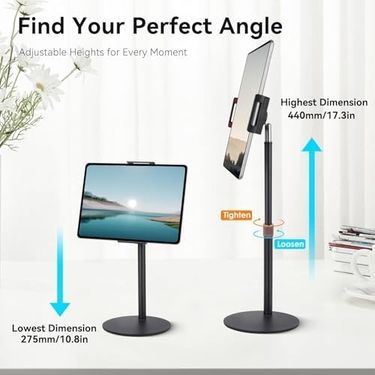 Diğer 126635622 Tablet Ve İpad İle Uyumlu Stant 360 Döner, 90 Eğilebilir, 44Cm Yükseklik Ayarlı, Alüminyum Alaşım, 14 İnç'e Kadar Tablet Uyumlu, Eller Serbest Okuma Çalışma Tutucu J2 14 İnç'e Kadar