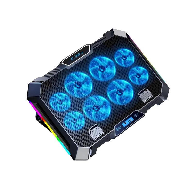 Diğer 126635882 8X Turbo Led Fan - 10 Modlu Rgb - Lcd Ekran - Ayarlabilir Fan Hızı - 7 Kademeli Stant - 2X Usb - Metal Mesh Zemin Notebook Soğutucu