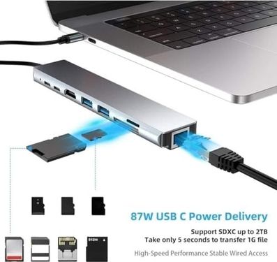 Diğer 126635900 Cf55 Uyumlu Type-C To 2 Usb 3.0 4K Hdmı Ethernet Pd Çevirici Hub Adaptör, Standart