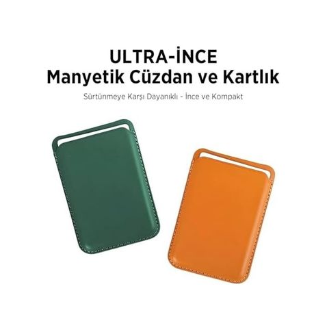 Diğer 126649917 Bix Tmw4 Magsafe Uyumlu Deri Cüzdan Manyetik Kartlık Standlı Katlanabilir Kahverengi