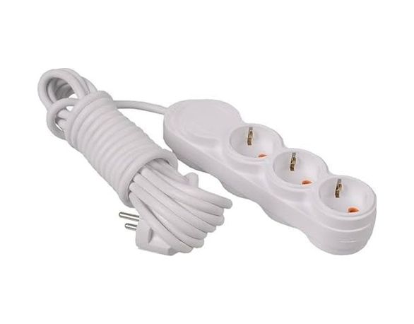 Diğer 126661413 3Lü 2 Metre Grup Priz Uzatma Kablosu, Çocuk Korumalı, Klemensli Topraklı Priz - 3500 Watt, 16 Amper, 250 Volt, Beyaz Renk 2 Metre