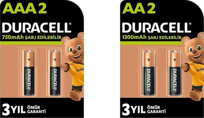 Diğer 126661868 Şarj Edilebilir Aaa 750 Mah İnce Kalem Piller, 2'li + Şarj Edilebilir Aa 1300 Mah Kalem Piller, 2'li