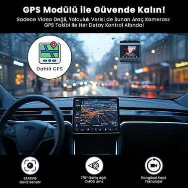Diğer 126662187 M60 4K Hdr Starvis 2 Sensörlü Wifi Gps'li Araç Kamerası