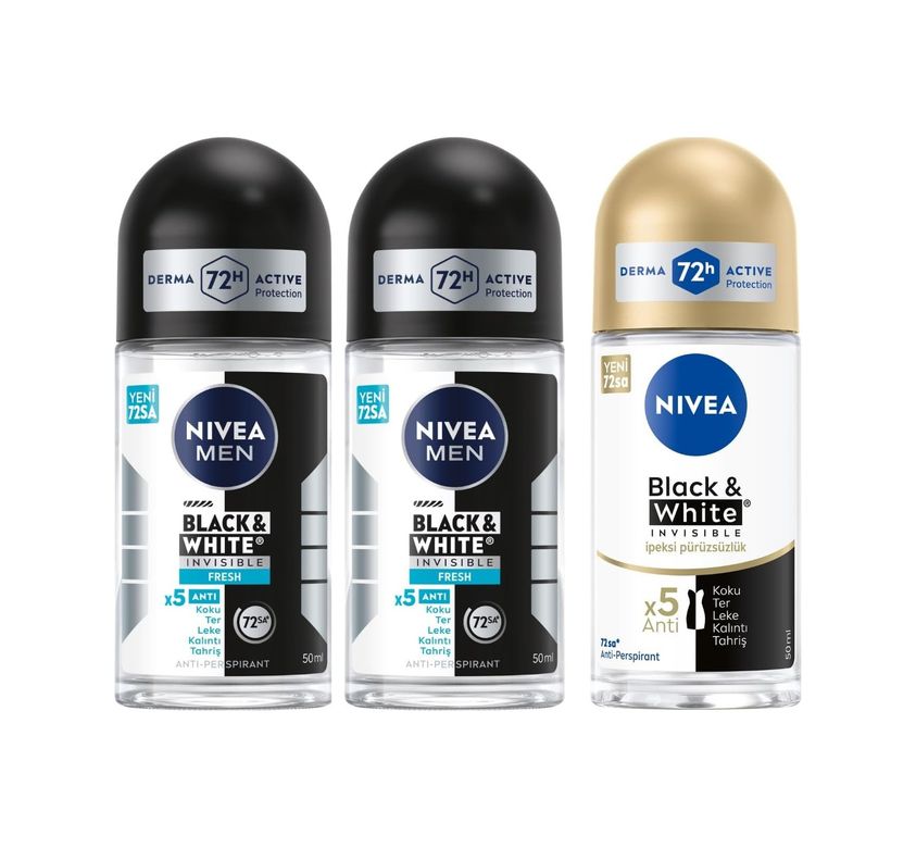 Diğer 128807799 Men Erkek Roll On Deodorant & Invisible Fresh 50 Ml X2 + Kadın Roll On Deodorant & Invisible İpeksi Pürüzsüzlük 50Ml