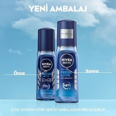 Diğer 128809009 Men Erkek Pump Sprey Deodorant Fresh 75Ml, Ter Ve Ter Kokusuna Karşı 48 Saat Koruma Açık Bej