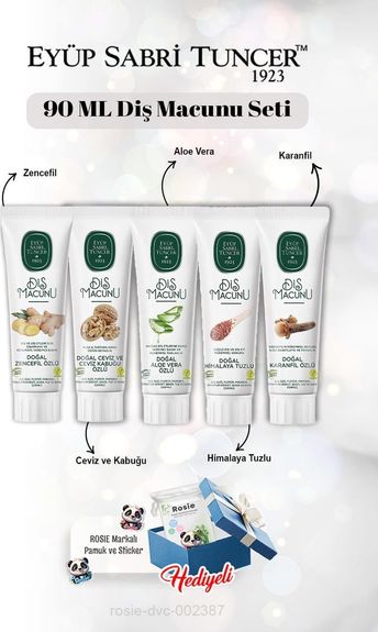 Diğer 128830658 Zencefil, Karanfil, Himalaya, Aloe, Ceviz Ve Kabuğu 90 Ml Diş Macun Seti Ve Rosie