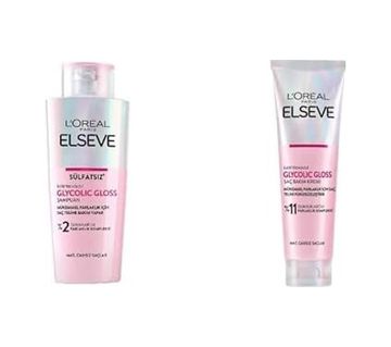 Diğer 128842709 L'oréal Parıs Seti Elseve Glycolic Gloss Mükemmel Parlaklık İçin Bakım Yapan Şampuan 200 Ml X1 + Elseve Glycolic Gloss Mükemmel Parlaklık İçin Pürüzsüzleştirici Saç Kremi 150 Ml X1