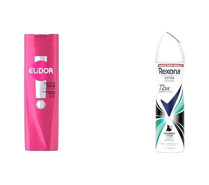Diğer 128842811 Elidor Saç Bakım Şampuanı Güçlü Ve Parlak 400 Ml + Rexona Kadın Sprey Deodorant Invisible Fresh Deep 150 Ml