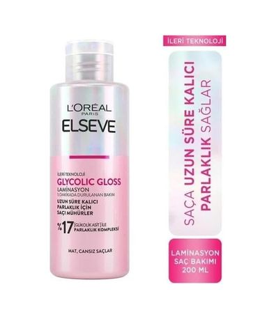 Diğer 128844463 Elseve Glycolic Gloss Parlaklığı Saça Mühürleyen Laminasyon 5 Dakikada Durulanan Bakım 200 Ml
