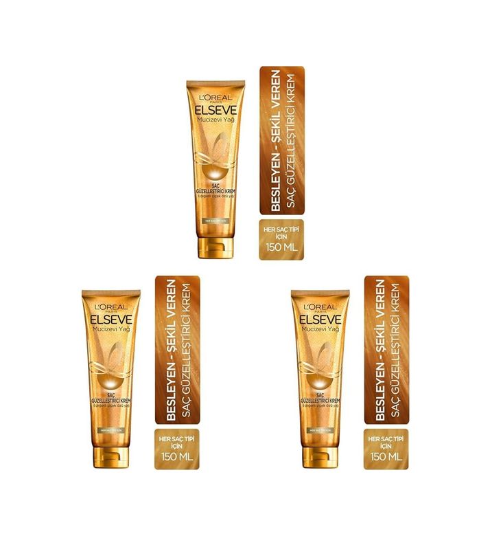 Diğer 128845658 Elseve Mucizevi Yağ Saç Güzelleştirici Krem 150 Ml - Her Saç Tipi İçin 3Lü Paket
