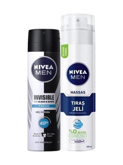 Diğer 128846559 Men Erkek Sprey Deodorant & Invisible Fresh 48 Saat Anti-Perspirant Koruma 150Ml Ve Men Hassas Tıraş Jeli 200Ml