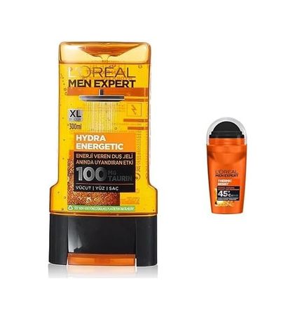 Diğer 128847276 L'oréal Paris Men Expert Hydra Energetic Taurin İçeren Duş Jeli 300 Ml + L'oréal Paris Men Expert Thermic Resist Anti Perspirant Roll-On Deodorant 50 Ml