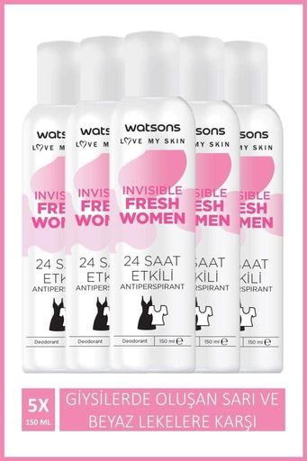 Diğer 128847429 Watsons Invisible Fresh Aromatik Deodorant 150 Ml X 5 Adet