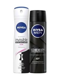 Diğer 128847775 & Clear Bayan Deosprey 150 Ml+Deep Dimension Erkek Deosprey 150 Ml 2'li Paket