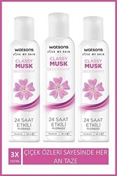 Diğer 128847869 Watsons Classy Musk 24 Saat Etkili Pudrasız Deodorant Sprey 150 Ml X3 Adet