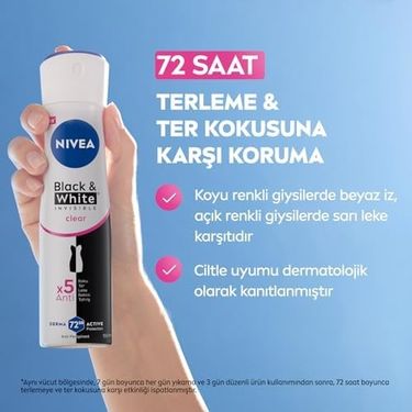 Diğer 128847904 Kadın Sprey Deodorant & Clear 150Ml Ve Mini Roll-On 25Ml, 72 Saat Anti-Perspirant Koruma