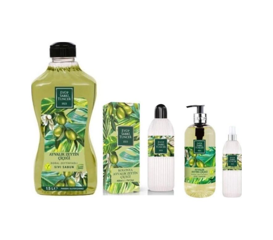 Diğer 128847992 Ayvalık Zeytin Çiçeği Sıvı Sabun 1500 Ve 500 Ml, Kolonya 400 Ml Ve 150 Ml