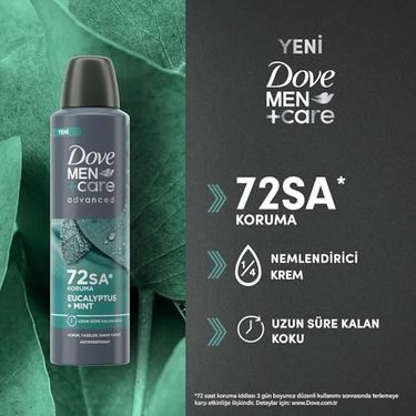 Diğer 128848285 Dove Men Care Advanced Erkek Deodorant 72 Saat Koruma Eucalyptus Mint 150 Ml