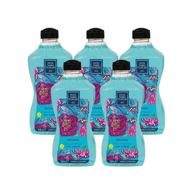 Diğer 128848518 Doğal Zeytinyağlı Sıvı Sabun Okyanus 1500 Ml Pet Şişe X 5