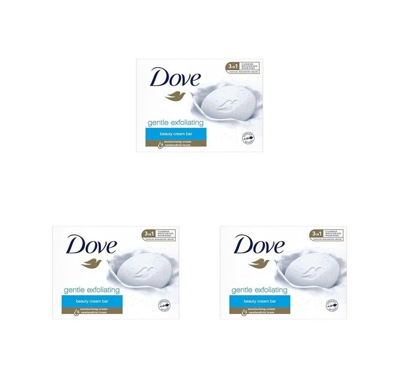 Diğer 128848734 Dove Beauty Cream Bar Katı Güzellik Sabunu Gentle Exfoliating Nemlendirici Etkili, 90 G 3Lü Paket